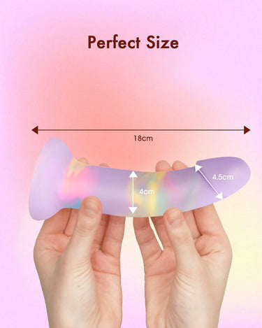 The stunning Purple Cloud Strap-On Dildo made of body-safe silicone, demonstrating its elegant design and hypoallergenic features.